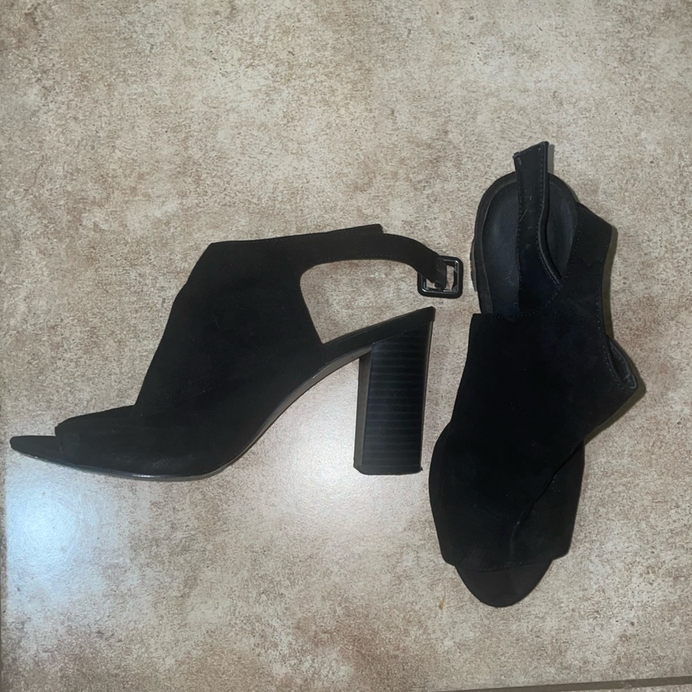 Steven Madden (Madden Girl) Black Suede Peep-Toe Booties